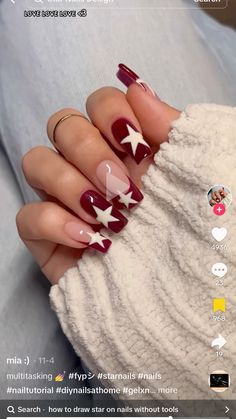 Kutek Disney, Nagel Tips, Grunge Nails, Summery Nails, Casual Nails, Classy Acrylic Nails, Burgundy Nails, Christmas Nails Acrylic, Star Nails