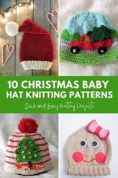 christmas baby hat knitting patterns with text overlay