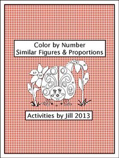 an orange and white cover with the words color by number similar figures & proportions