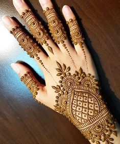 the hand is decorated with henna designs