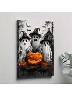 200+ Aesthetic Cozy Halloween Bedroom Decor Ideas to Try in 2024 | Indoor Halloween Decorations Pumpkin Canvas, Bedroom Canvas, Halloween Wall Art, Halloween Painting, Large Canvas Wall Art, Unframed Art, Retro Stil