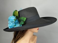 "Vogue hats are perfect for horse racing events, church, the Kentucky derby, weddings, garden tea parties and charity events. One size hat (20\" - 22\")  Brim is approx. 6\" 100% Brand new, hand made and high quality. Please feel free to ask me any questions or special requests. I have designed & created each piece in my shop. All pieces are securely wrapped & boxed to prevent damage/breakage. Please visit my other shop https://www.etsy.com/shop/LadyHatsBoutique?ref=hdr_shop_menu Thank you very Kentucky Derby Women, Couture Fascinators, Horse Racing Party, Kentucky Derby Wedding, Kentucky Derby Fascinator, Wedding Cocktail Party, Woman Hat, Derby Fascinator, Hat Party