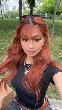 Hair Color Tiktok, Hair Color For Morena, Red Orange Hair, Wine Hair, Dyed Hair Inspiration