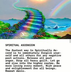 an image of a stairway leading to the ocean with rainbows in the sky above it