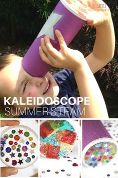 Summer Stem Activities, Vetenskapliga Experiment, Diy Kaleidoscope, Summer Stem, Tata Surya, Summer Camp Activities, Summer Camp Crafts, Stem Activity, Steam Activities