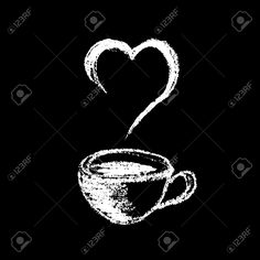 a cup of coffee with a heart drawn on it in chalkboard style stock photo