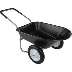 a black wheelbarrow is shown on a white background