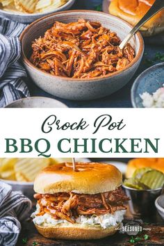 the crock pot bbq chicken sandwich on a plate