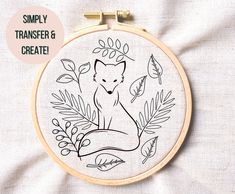 an embroidery project with the words simply transferr and create it in black ink on a white background