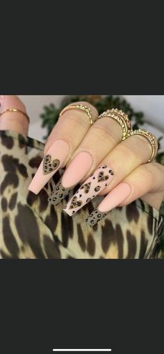 Cheetah Valentines Nails, Cheetah Print Nails Coffin, Cheetah Nail Designs, Cheetah Print Nails, Sassy Nails, Leopard Print Nails, Winter Nails Acrylic, Print Nails, Leopard Nails