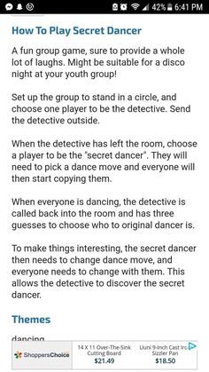 the screen shows how to play secret dancer on an iphone or ipad, with text below it