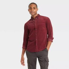 Men's Long Sleeve Mid-weight Corduroy Button-down Shirt - Goodfellow & Co™ Gold S : Target Same Day Delivery, Mens Long Sleeve, Button Downs, Button Down Shirt, Target, Drive, Man Shop, Long Sleeve, Gold