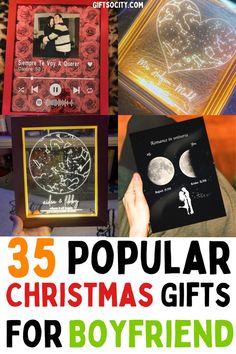 christmas gifts for boyfriends with the words 35 popular christmas gifts for boyfriend on them