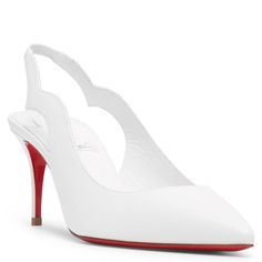 White leather slingback pumps from Christian Louboutin. The Hot Chick slingback pumps are set on a 70mm heel, with a pointed toe along with an arch detail at the side.Signature red leather soleTrue to sizeMade in Italy The Hot Chick, Shoes Heels Classy, Louboutin Heels, Heels Classy, Christian Louboutin Heels, White Hot, White Heels, Slingbacks, Slingback Pump