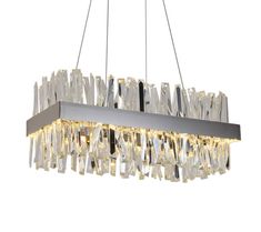 a large rectangular chandelier with many lights hanging from it