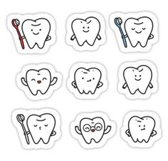 Funny teeth Sticker Tooth Art, Teeth Art, Cute Tooth, Cake Printing, Dental Art, Funny Illustration, First Tooth, Design Sticker