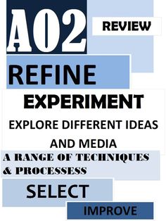 a poster with the words ao2 refine experiment, explore different ideas and techniques