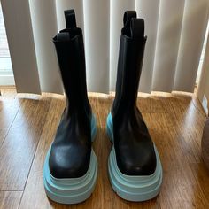 New With Dust Bag Without Box There Is Slight Trying On Signs On The Bottom And Rubber Part. I Have Never Worn This Pair Since Purchase Bottega Veneta Shoes, Bottega Veneta, Chelsea Boots, Bootie Boots, Chelsea, Dust Bag, Ankle Boots, Blue Color, Women Shoes