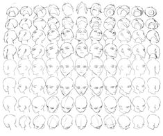 a bunch of different faces drawn in black and white with one person's head facing the