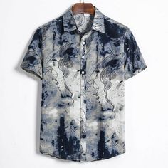 Mens Short Sleeve Casual Printed Summer Hawaiian Shirt Blouse T-shirt Tops   Features: High quality: This T-shirt's men's short-sleeved T-shirt is more than just a T-shirt. A fun, stylish and casual men's T-shirt slim fit with a Strand neck for summer, spring, or fall  Suitable: Made of cotton 100% brand new, high quality and soft material, tight fit, this stylish T-shirt wonderful is comfortable and just right. Authentic: elegant office, casual afternoon or chic party / disco - This modern Basic men's T-shirt is designed with an strand-neck and has a special style anytime, anywhere. Classic, timeless, almost a versatile. Product information: Season: Summer,Spring,Fall Gender: Men  Occasion: Daily,Party Material: Cotton Pattern Type: Printed Style: Casual Cloth length: Regular Sleeve Lengt British Style Men, Stylish Blouse, Shorts Casual, Loose Shorts, Beach Shirts, Tropical Beach, Casual Blouse, Ethnic Fashion, Collar Dress