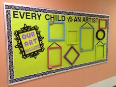 a bulletin board with different shapes and words on it that say every child is an artist