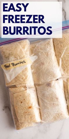 the freezer burritos are packed in plastic bags and ready to be eaten