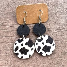 Brand New, Never Worn Cow Print Looks Black Or Dark Brown Depending On The Lighting Hook Back And Lightweight Turquoise And Black Earrings, Polymer Clay Cow Earrings, Cow Print Earrings, Minnie Mouse Earrings, Blue Beaded Earrings, Turquoise Stud Earrings, Sea Glass Earrings, Looks Black, Bow Earrings