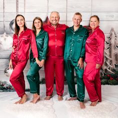 Cozy Pictures, Bride Squad Swimsuit, Family Matching Pjs, Xmas Pajamas, Matching Pjs, Matching Christmas Pajamas, Name Initials, Christmas Photoshoot, Holiday Pajamas