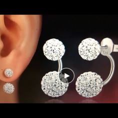 .925 Sterling Silver Fashion U Bend Pave Crystal Ball Earring Set 6mm And 8mm Shiny Crystal Balls Double Stud Earrings, Shiny Earrings, Discount Jewelry, Birthday Jewelry Gift, Ear Cuffs, Crystal Stud Earrings, Silver Earrings Studs, Wholesale Jewelry, Silver Studs