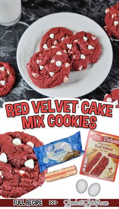 red velvet cake mix cookies with marshmallows on top and in the middle