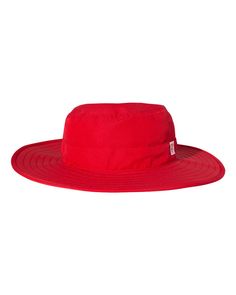 100% polyester; Unstructured, 31/2" crown; Performance sweatband; UPF 30 protection; Adjustable toggle drawcord; Sewn eyelets; 3 1/4" brim; Unisex Red Bucket Hat For Outdoor, Red Bucket Hat For Summer Outdoor, Adjustable Wide Brim Red Sun Hat, Adjustable Red Wide Brim Sun Hat, Red Bucket Hat For Outdoor Summer Activities, Curved Brim Nylon Hat, Red 5-panel Summer Hat, Curved Brim Nylon Hat, One Size, Nylon Curved Brim Hat