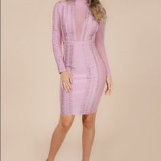 Mauve Bandage Dress! Long Sleeve Mesh Dress For Spring Formal Events, Long Sleeve Mesh Dress For Spring Formal, Formal Long Sleeve Mesh Dress For Spring, Sheath Bandage Dress For Spring Cocktail, Elegant Mini Bandage Dress For Spring, Elegant Spring Mini Bandage Dress, Elegant Spring Mini Length Bandage Dress, Spring Formal Mini Length Mesh Dress, Spring Formal Mini Mesh Dress