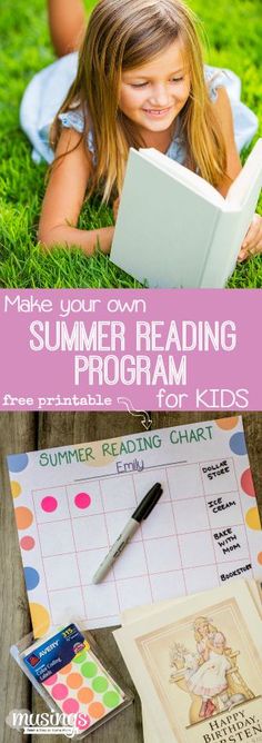 How to make your own Summer Reading Program for Kids, plus a Free Printable chart! Summer Reading Chart, Literacy Preschool, Reading Programs For Kids, Summer Reading Log, Summer Routine, Kids Summer Reading, Reading Charts, Summer Fun For Kids, Summer Reading Program