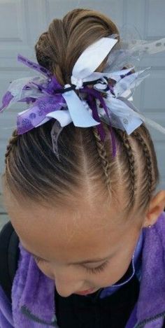 Cheerleading Hair, Gymnastics Camp, Gymnastics Competition Leotards, Competition Leotard, Cheerleading Hairstyles