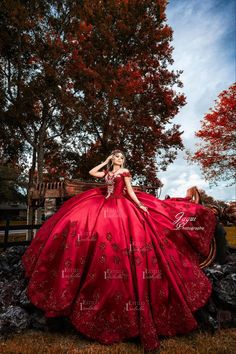 Burgundy Quince, Red Quince Dress, Off The Shoulder Red Dress, Quince Themes, Mexican Quinceanera, Mexican Quinceanera Dresses, Red Quince