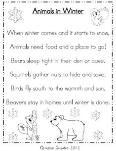 animals in winter worksheet for kids to practice their writing and spelling the words