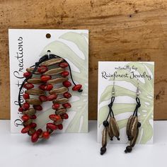 This unique jewelry is handmade with seeds sustainably collected from rainforests in Central America. Each set contains an adjustable bracelet and pair of matching earrings. Fair Trade.