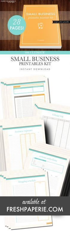 the small business printable kit includes four sheets and two binders, including one for each