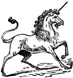 a black and white drawing of a unicorn with long manes on it's back legs