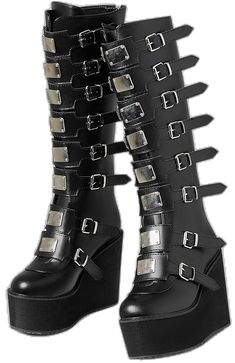 Dolls Kill Shoes, Goth Boots, Black Knees, Dolls Kill, Knee High, Black Silver, Boots, Silver, Women Shopping