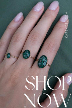 Make a statement with this stunning Malachite ring! ✨ Featuring vibrant green stone fragments encased in a glassy resin, this ring is a showstopper. Available in 3 sizes for a perfect fit, wear it solo or stack it high! Handmade & unique - treat yourself! Malachite Ring, Green Ring, Malachite Rings, Green Rings, Green Oval, Malachite Stone, Oval Ring, Everyday Basics, Ring Sale