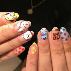 Nail Bts, Bts Nails, Army Nails, Nail Design Glitter, Korean Nail Art, Nail Art Gel, Anime Nails, Korean Nails, Grunge Nails