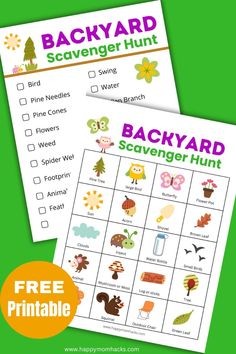 printable backyard scavenger hunt for kids