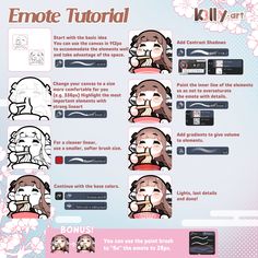 the instructions for how to draw an emotie avatar in anime style with different facial expressions