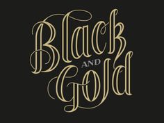 the black and gold logo on a black background