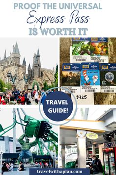 the wizard's castle is shown with text overlay that reads, proof the universal express pass is worth it travel guide