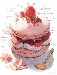 a cake with strawberries on top and other toppings