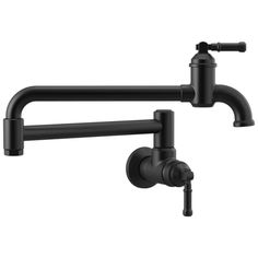 two black faucets are shown with the handles on each side and one is attached to