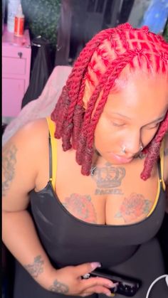 Pink Invisible Locs, Pink And Red Locs, Locs Barrel Twist, Female Loc Styles, Faux Locs Colored, Pink Locs, Twist Locs, Red Locs, Loc Appreciation