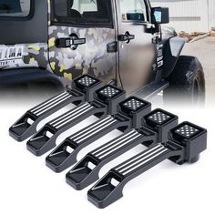 four black jeep front bumper guards with camo print